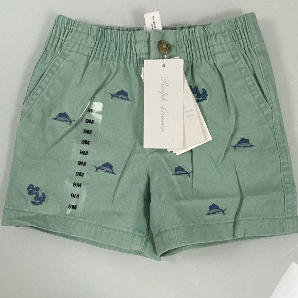 Polo Ralph Lauren Boy's 9M‎ Polo Prepster Marlin Stretch Chino Shorts Green NEW